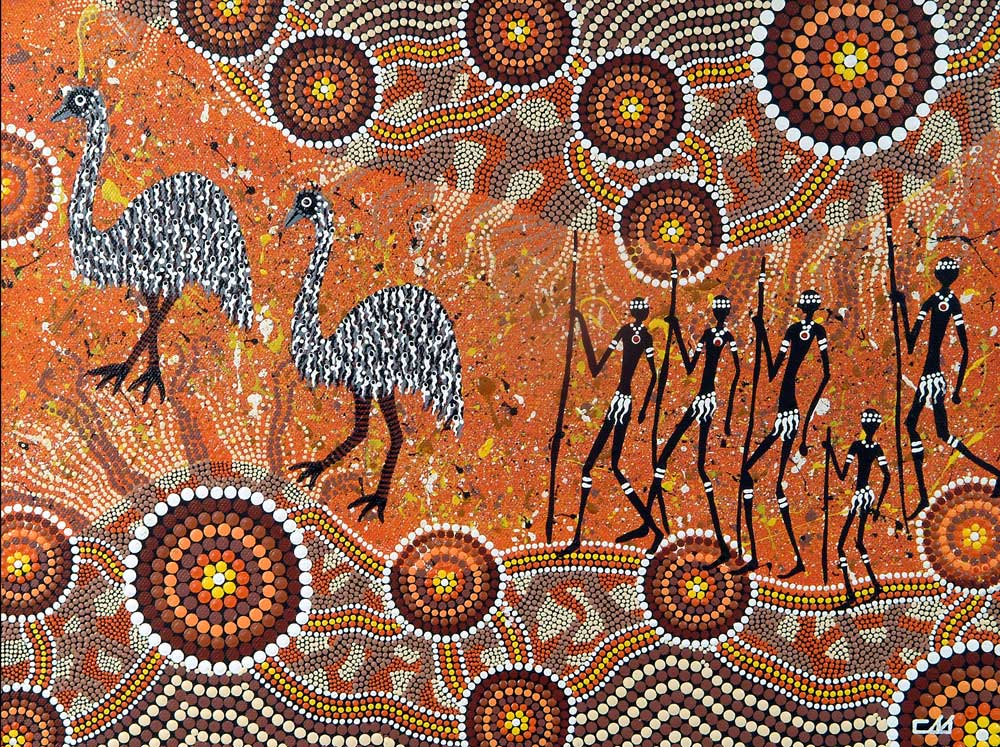 The Art of Carbal | Authentic Indigenous Australian Artwork - Emu Hunt